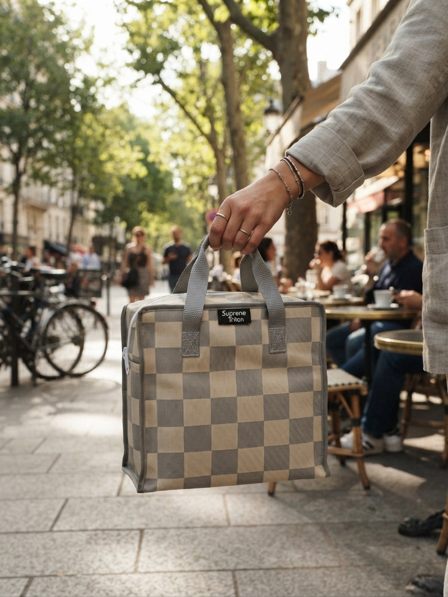Supreme Triton 10x10 Checkered Storage Bag – Versatile Insulated Travel Tote and Daily Organizer with Comfort Handles