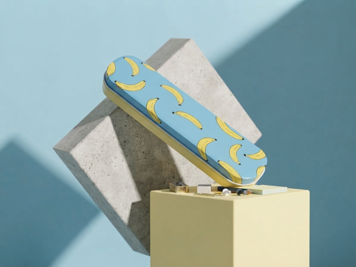 Durable Metal Pencil Case – Blue and Yellow Stationery Box and Portable Pen Holder for Kids and Students