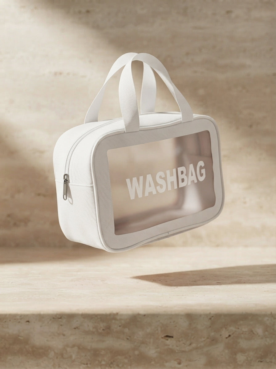 Waterproof Clear Travel Cosmetic Bag – Portable Mini Toiletry Organizer Pouch with Carry Handle