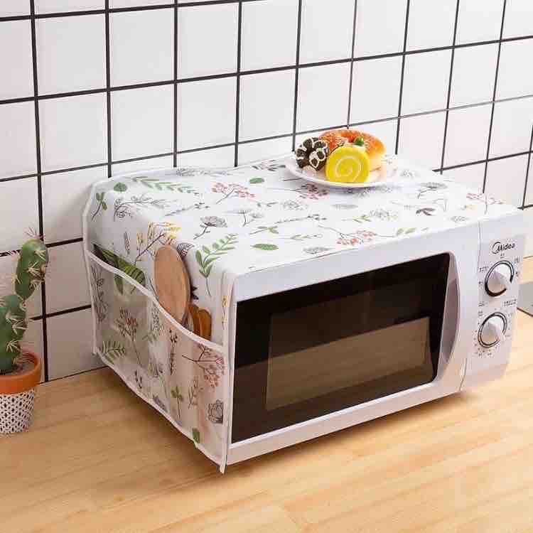 Microwave/Oven Top Cover with 4 Utility Pockets Random Design