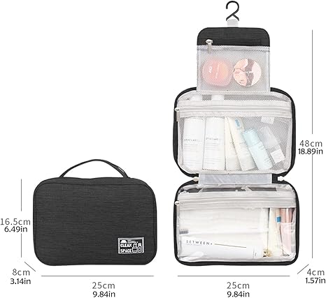 Hanging Toiletry Bags for Traveling,10" X 6.5" Makeup Bag Large