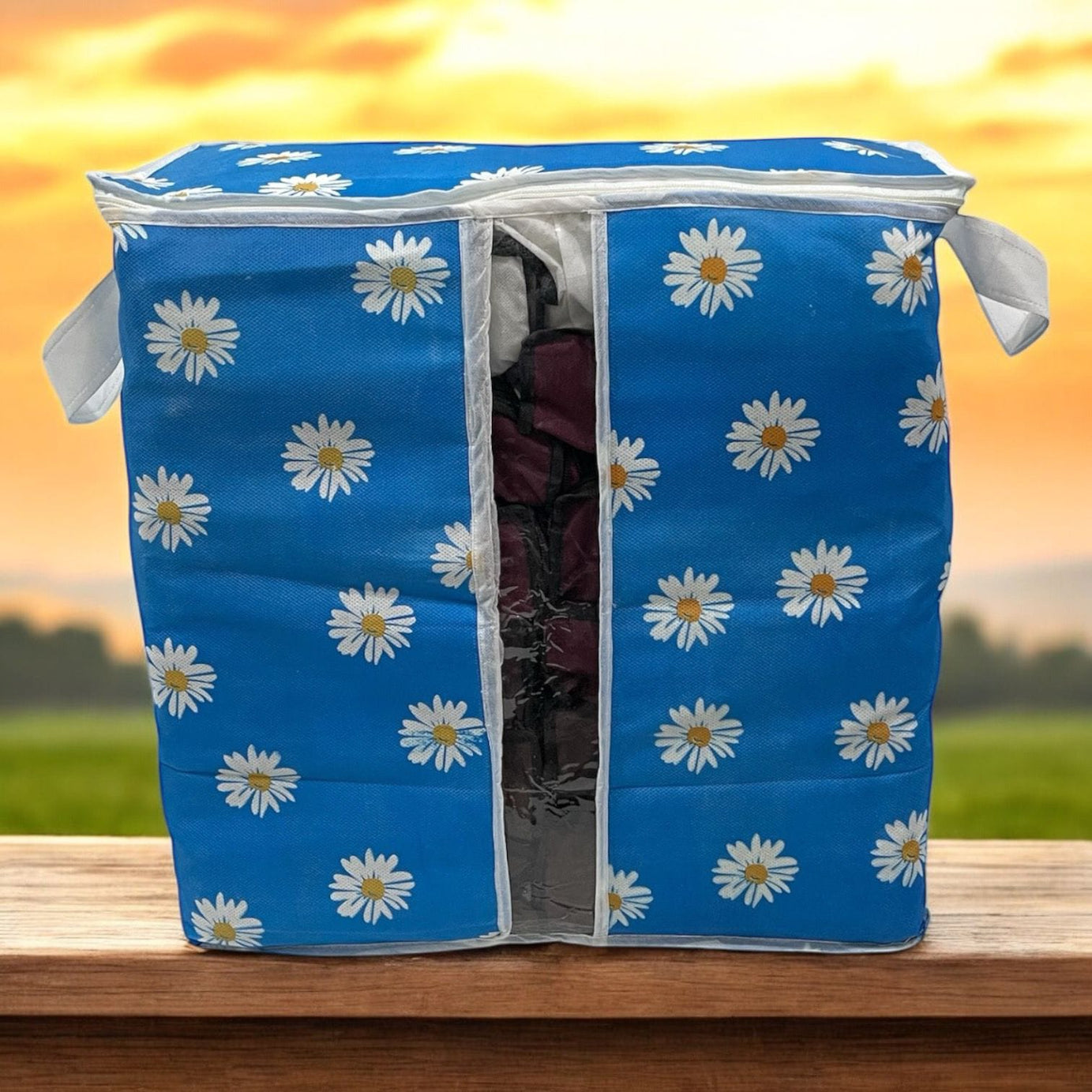 Pack of 2 - 100 GSM Non Woven Floral Print Storage Bags-Random Colors