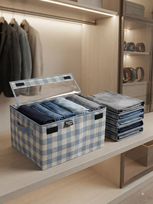 Supreme Triton Laminated Jeans Organizer | Heavy-Duty Fabric Wardrobe Storage Box