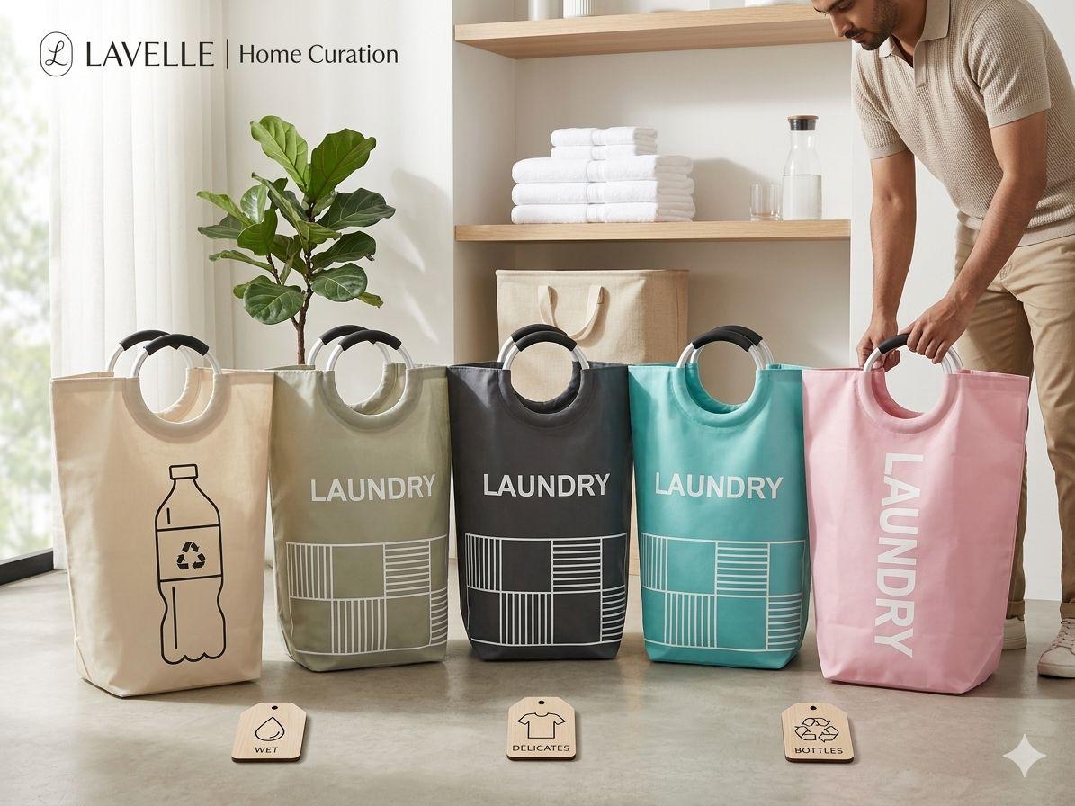Modern Foldable Laundry Hamper & Recycled Sorting Basket