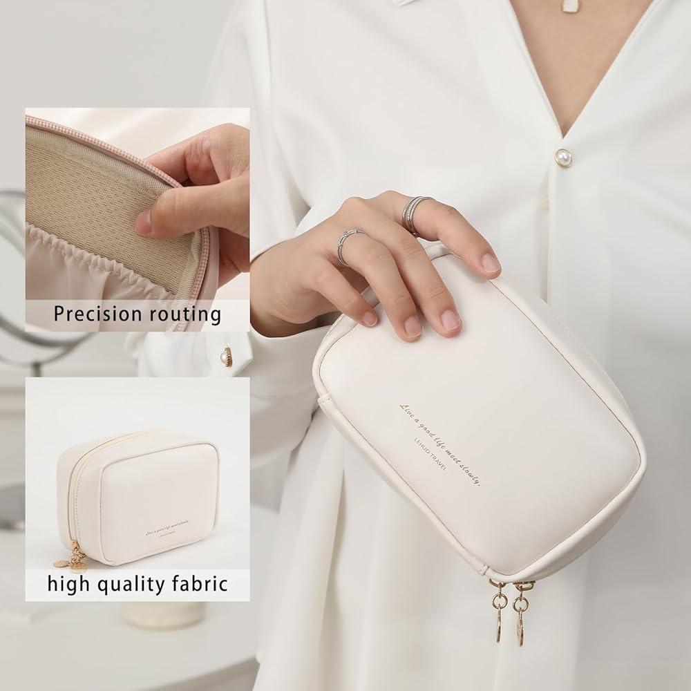 Minimalist PU Leather Travel Cosmetic Bag | Portable Makeup & Toiletry Organizer
