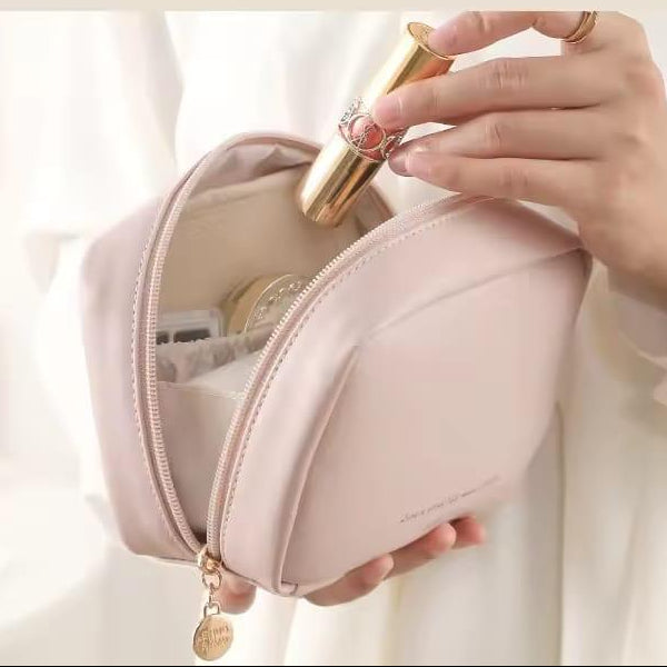 Minimalist PU Leather Travel Cosmetic Bag | Portable Makeup & Toiletry Organizer