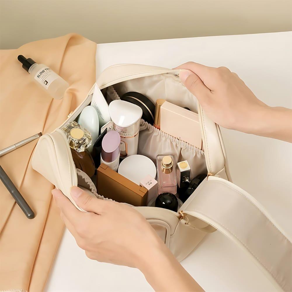 Premium PU Leather Cosmetic Bag | Travel Makeup Organizer & Toiletry Pouch