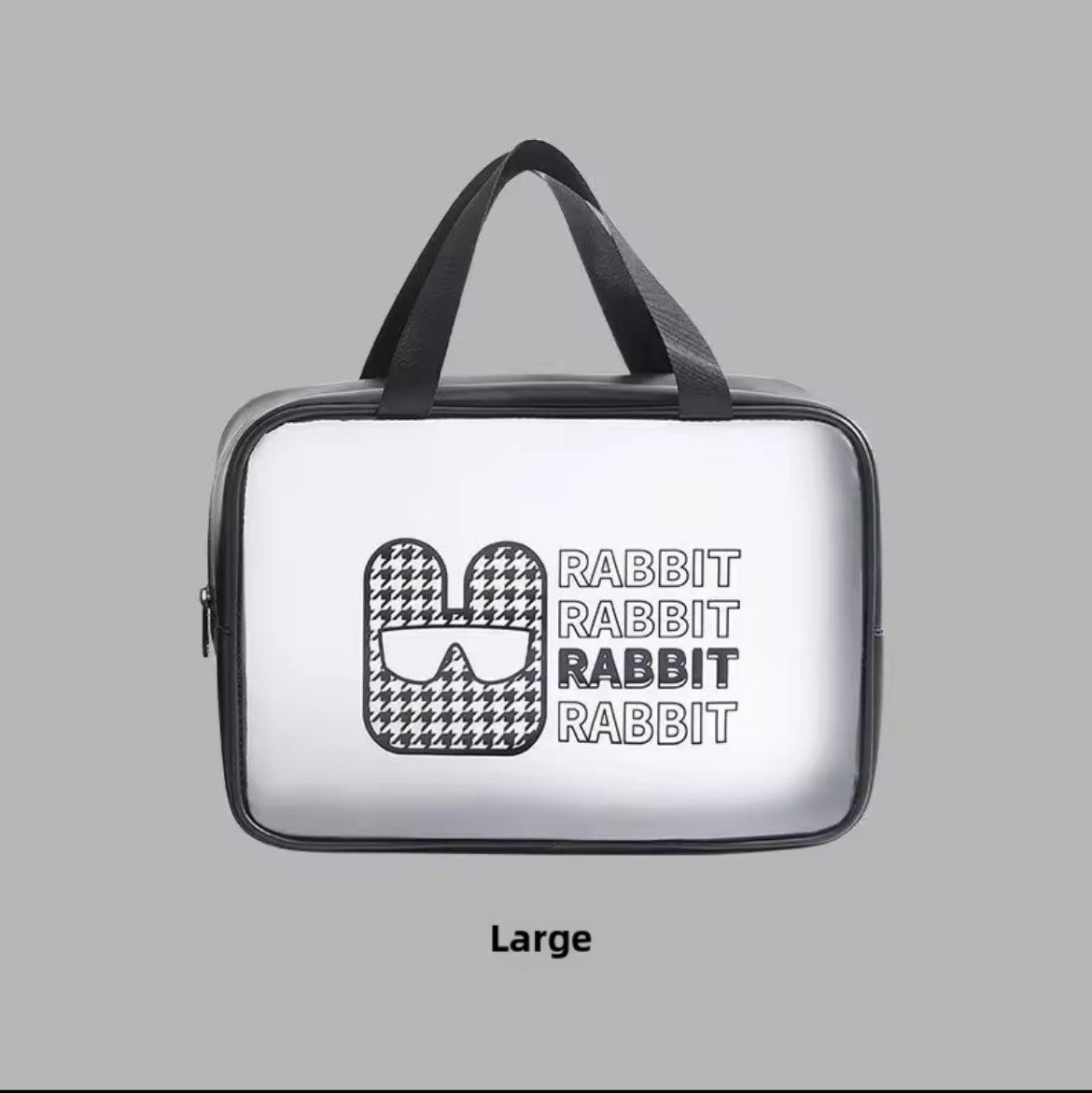 Rabbit Print Travel & Cosmetic Organizer Pouch | Waterproof PVC Large Capacity Multipurpose Toiletry & Makeup Bag