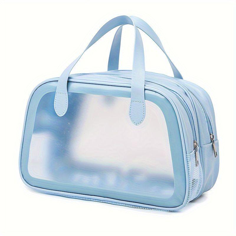 CREAMY Waterproof Travel Cosmetic Bag & Makeup Organizer with Dual Compartment, Wet-Dry Separation, and Clear PVC Design