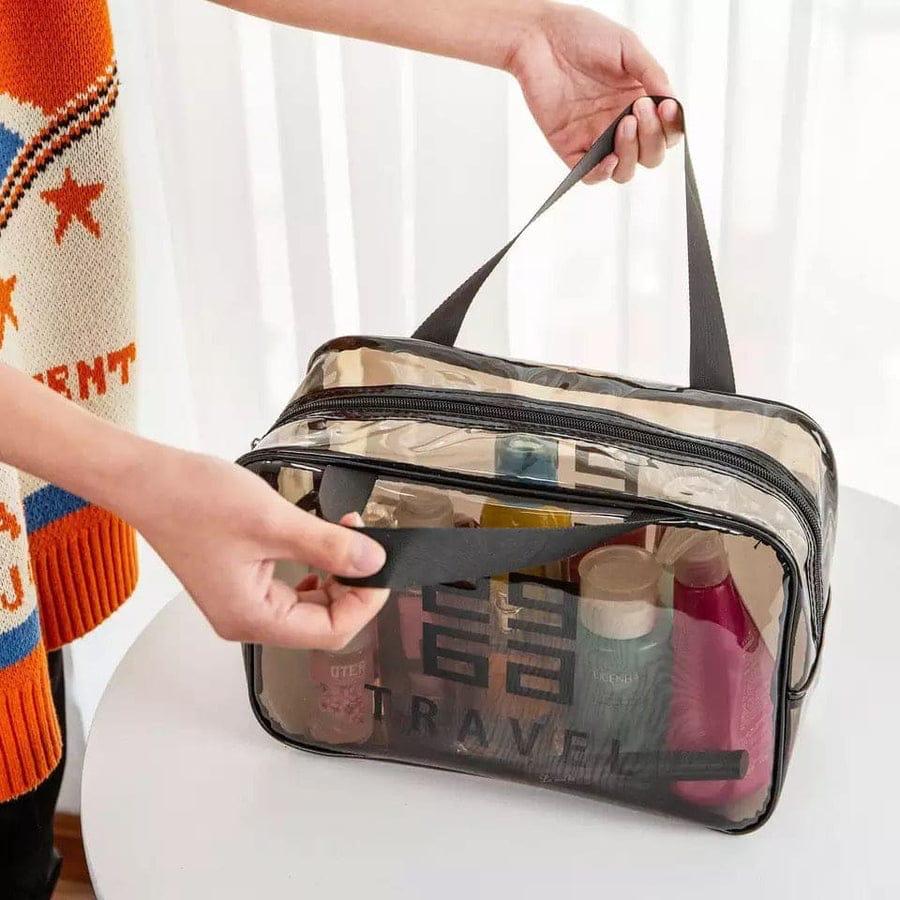 3 PCS SET Waterproof PVC Clear Travel Toiletry Bag & Cosmetic Pouch