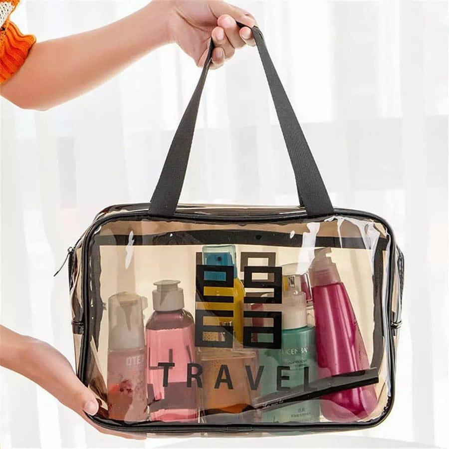 3 PCS SET Waterproof PVC Clear Travel Toiletry Bag & Cosmetic Pouch