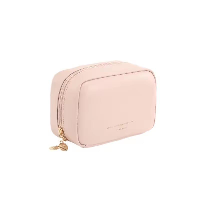 Minimalist PU Leather Travel Cosmetic Bag | Portable Makeup & Toiletry Organizer
