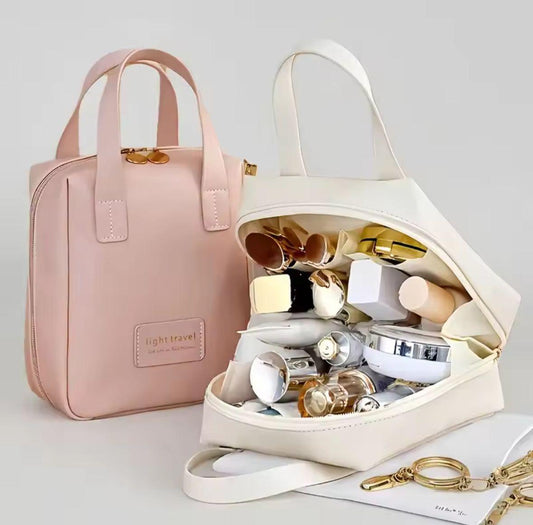 Light Travel" Waterproof Cosmetic Bag & Large Capacity Makeup Organizer with Multi-Compartment Storage