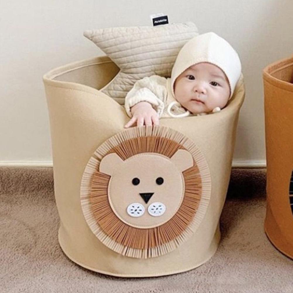 Lion Cartoon Felt Storage Bucket Children"s Toys Dirty Clothes Storage Bag Multifunctional Practical (Copy)