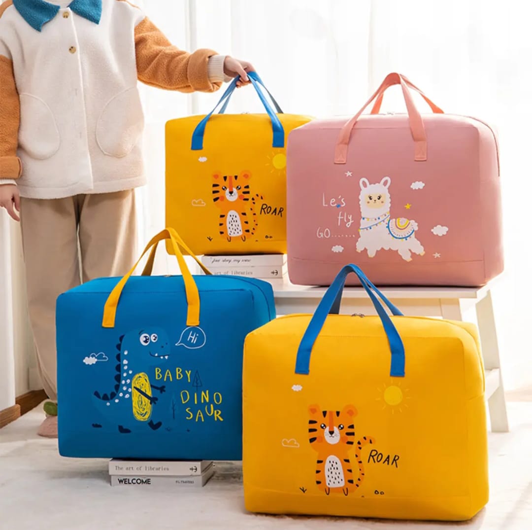 (Pack of 2) Storage Bags Cartoon Character Bag Durable Zipper (100 GSM BAG)