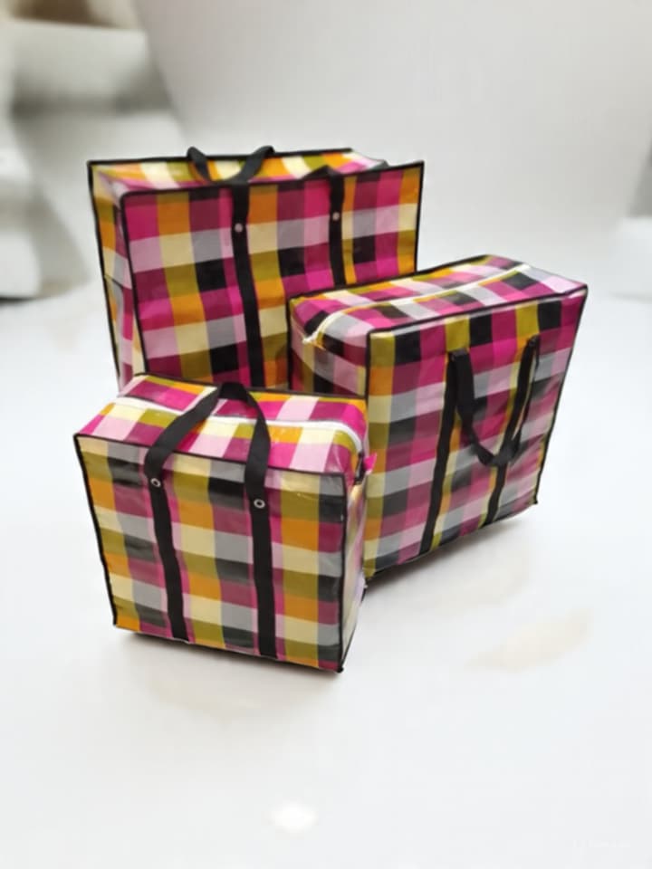 Pack Of 3 Storage Bags (Small,Medium,Large) Durable Zippered Comforters, Blankets, Clothes, & Bedding