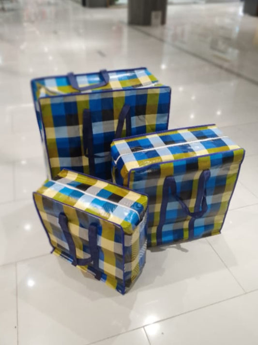 Pack Of 3 Storage Bags (Small,Medium,Large) Durable Zippered Comforters, Blankets, Clothes, & Bedding