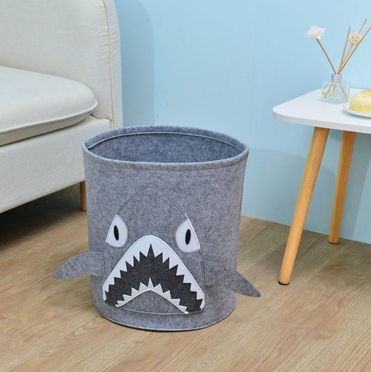 Gray Shark Cartoon Felt Storage Bucket Children"s Toys Dirty Clothes Storage Bag Multifunctional Practical (Copy) (Copy)