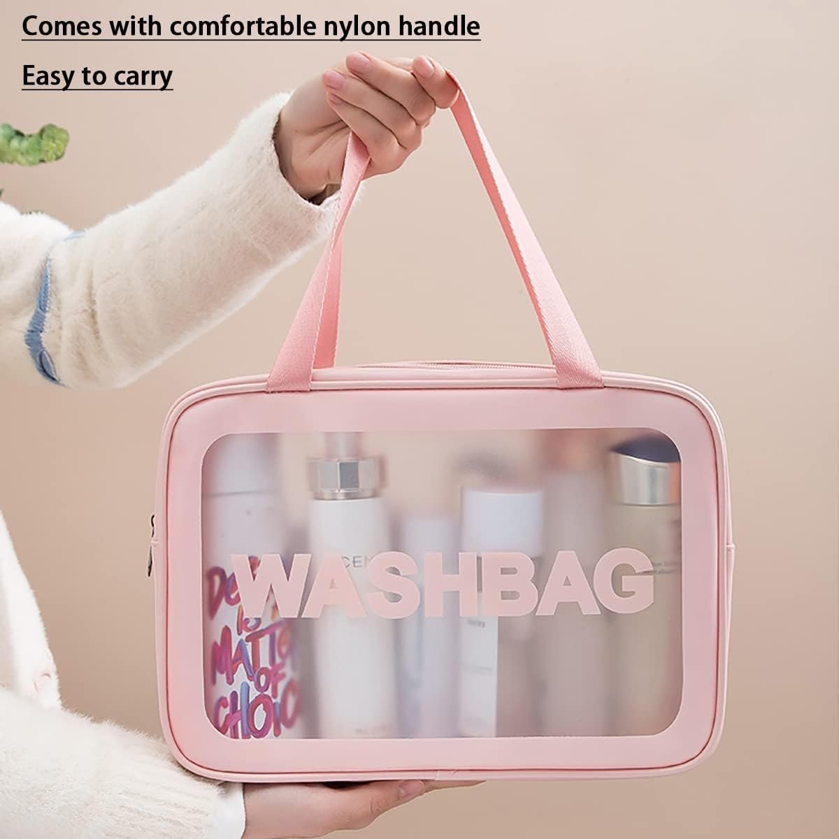 Makeup Organizer Bag - Travel Cosmetic Toiletry Storage Pouch (Rose Gold) 31 x 11 x 21 cm