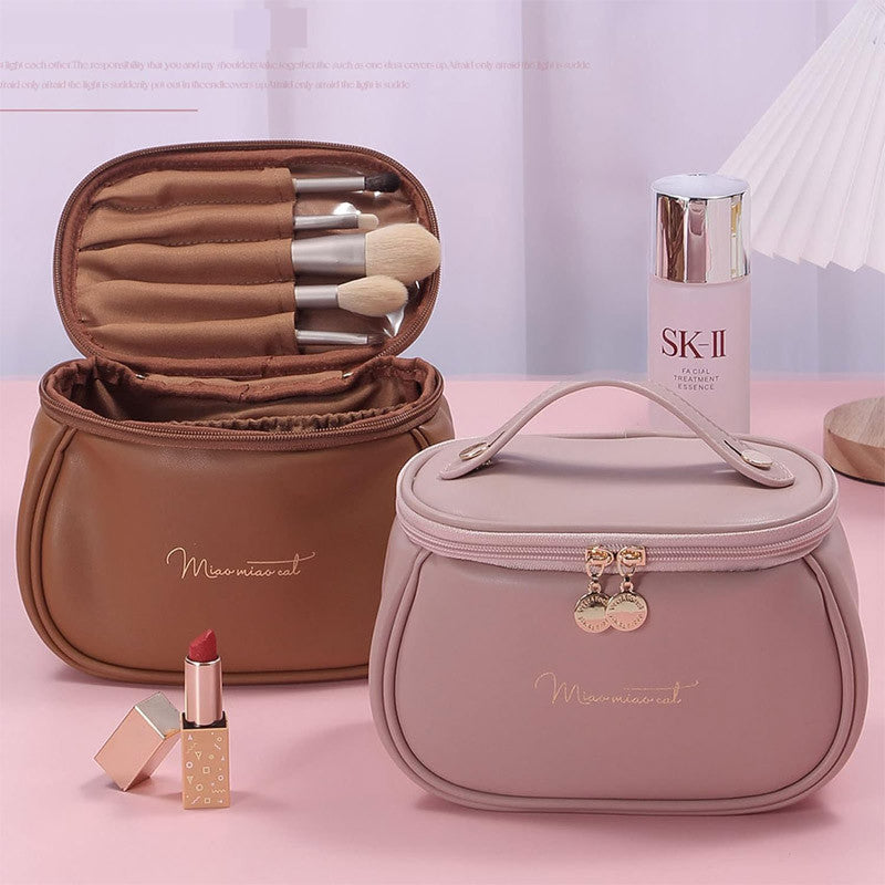 PU Leather Makeup Bag Cute Travel Cosmetic Bags - Portable Makeup Travel Bags for Women Girls,