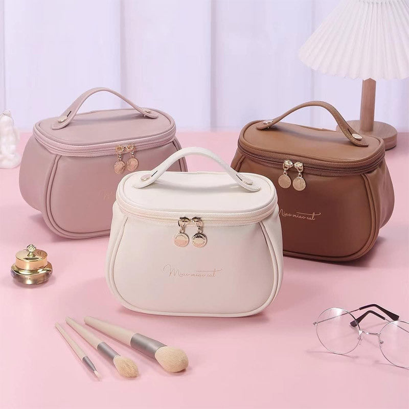 PU Leather Makeup Bag Cute Travel Cosmetic Bags - Portable Makeup Travel Bags for Women Girls,