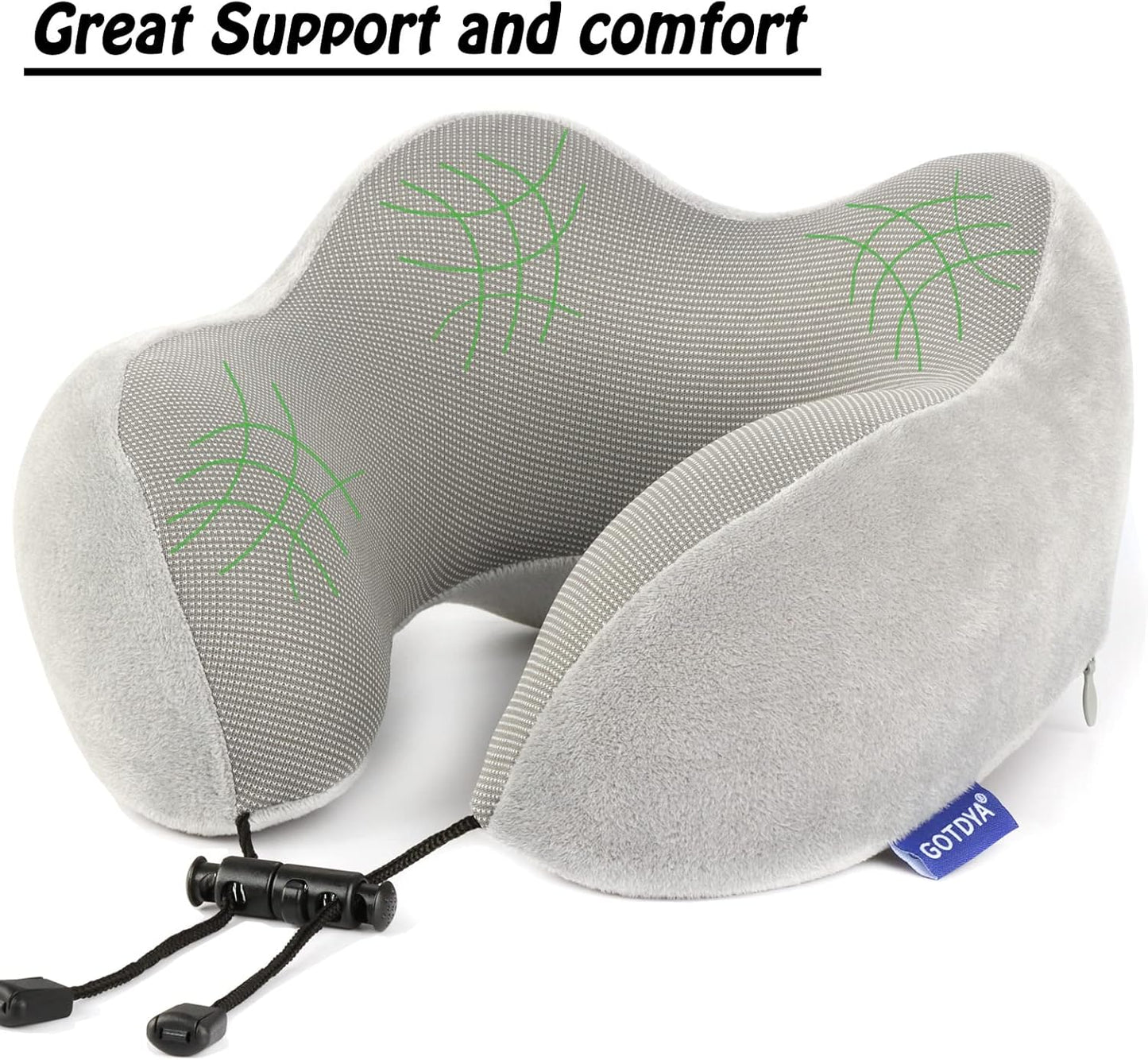 Travel Pillow,Travel Neck Pillows for Sleeping,100% Pure Memory Foam Soft Comfort & Support Pillow