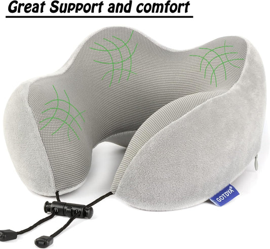 Travel Pillow,Travel Neck Pillows for Sleeping,100% Pure Memory Foam Soft Comfort & Support Pillow