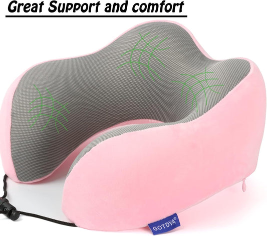 Travel Pillow,Travel Neck Pillows for Sleeping,100% Pure Memory Foam Soft Comfort & Support Pillow