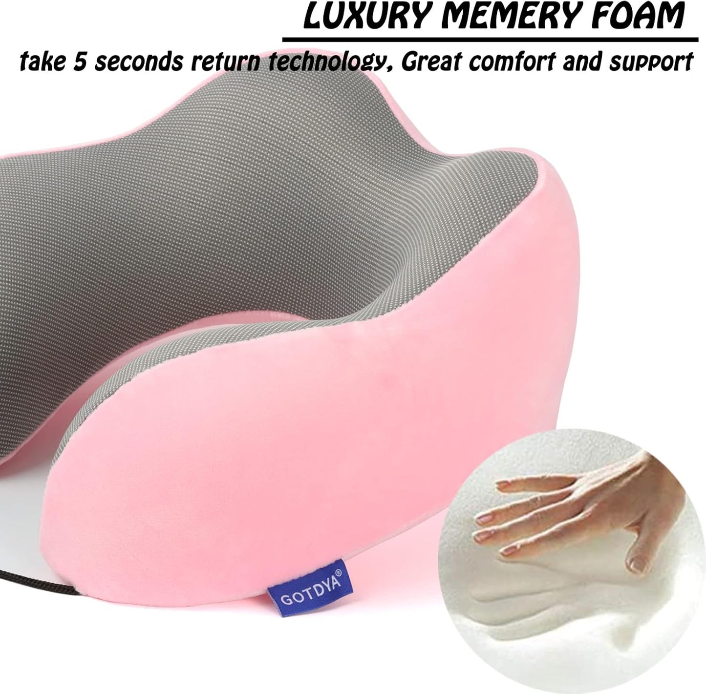 Travel Pillow,Travel Neck Pillows for Sleeping,100% Pure Memory Foam Soft Comfort & Support Pillow