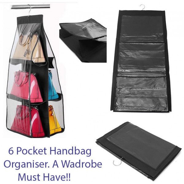 6 Pocket Foldable Hanging Purse Handbag Organizer