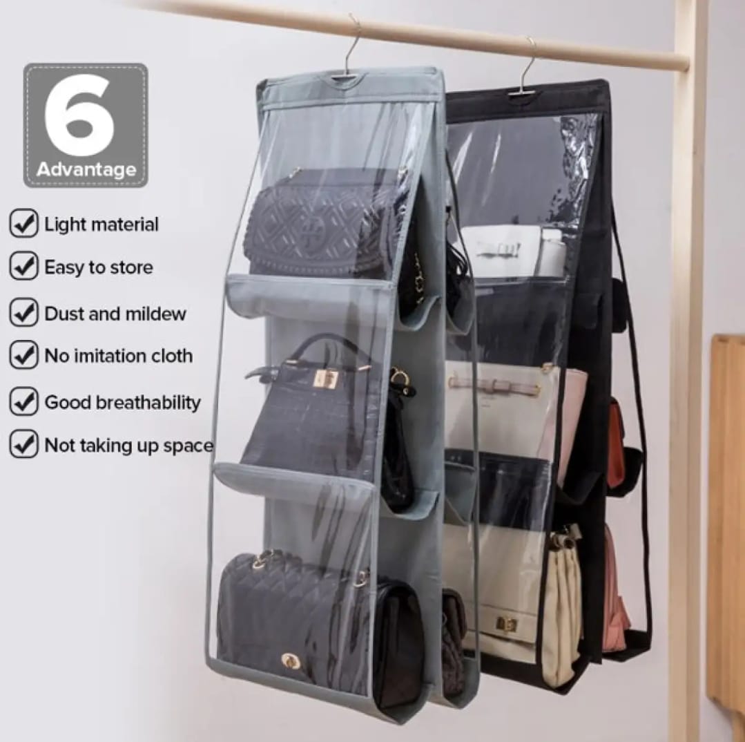 6 Pocket Foldable Hanging Purse Handbag Organizer